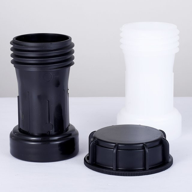 Adhere To Fly IBC-Tank-Verlängerungsadapter S60*2 aus Kunststoff, Farbe Schwarz, 60mm Grobgewinde Weiblich x Männlich für Tonnenbehälter und Wassertank-Auslassanschluss - Bild 1