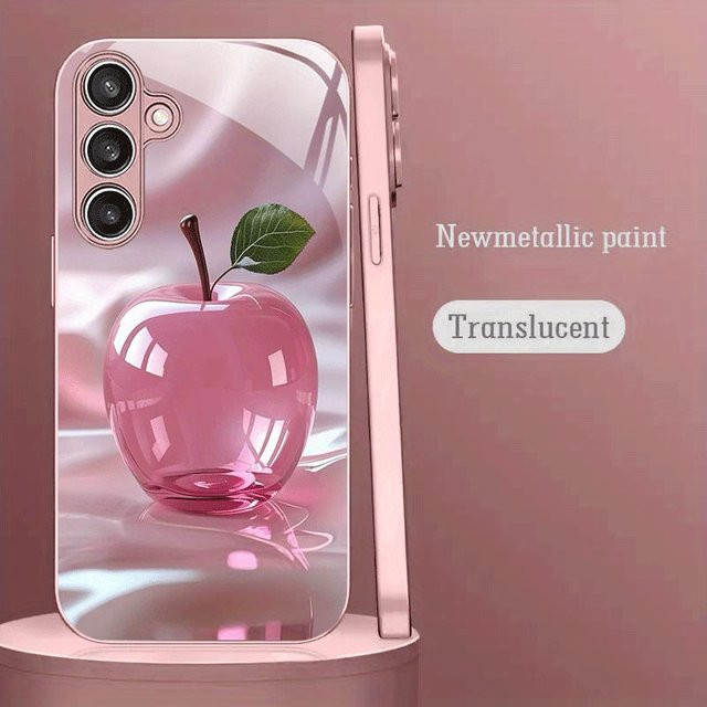 Samsung Galaxy Smartphone Schutzhülle mit Blumenmuster aus Hartglas in Pink und Transparent - Bild 1