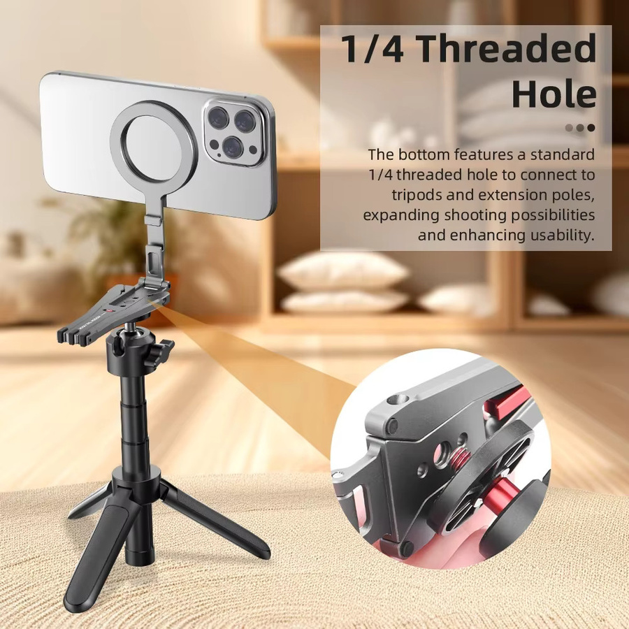 Flymile Magnetisches Selfie-Stick-Stativ für iPhone 16, 15, 14, 13, 12 Pro Max mit MagSafe Kompatibilität und faltbarem Design - Bild 4