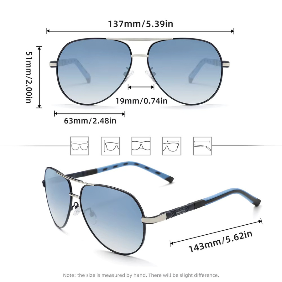KINGSEVEN Sonnenbrille Aviator, Aluminium, Unisex, Vollrand, polarisiert - Bild 3