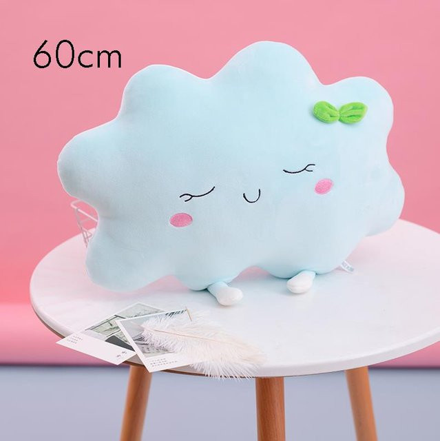 Yiran toy Plüschkissen Sonne und Wolke in Blau und Bunt, weiches Kuscheltier-Kissen für Kinder und zur Dekoration, Größe: 35 bis 70 cm - Bild 1