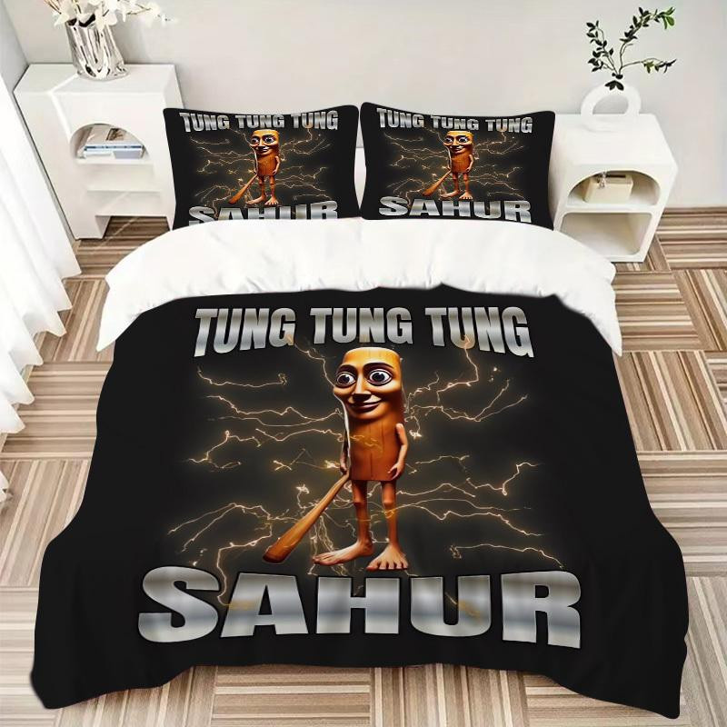 Tung Tung Sahur Bettwäsche-Set aus Polyester, 3-teilig, Modern, Breite: 135 cm, Länge: 200 cm - Bild 2