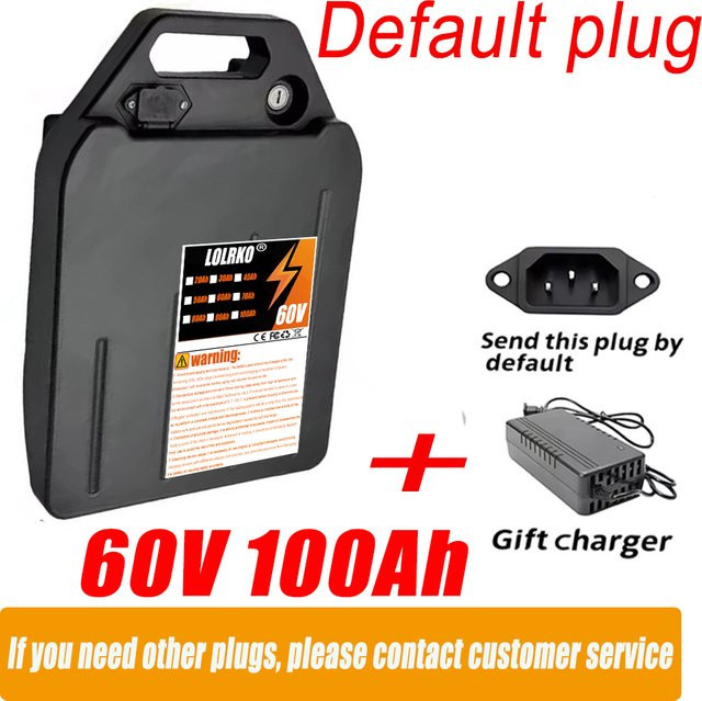 ALalito 18650 Lithium-Ionen-Akku 60 V für Elektromotorrad und Elektroroller, Farbe: Schwarz - Bild 1