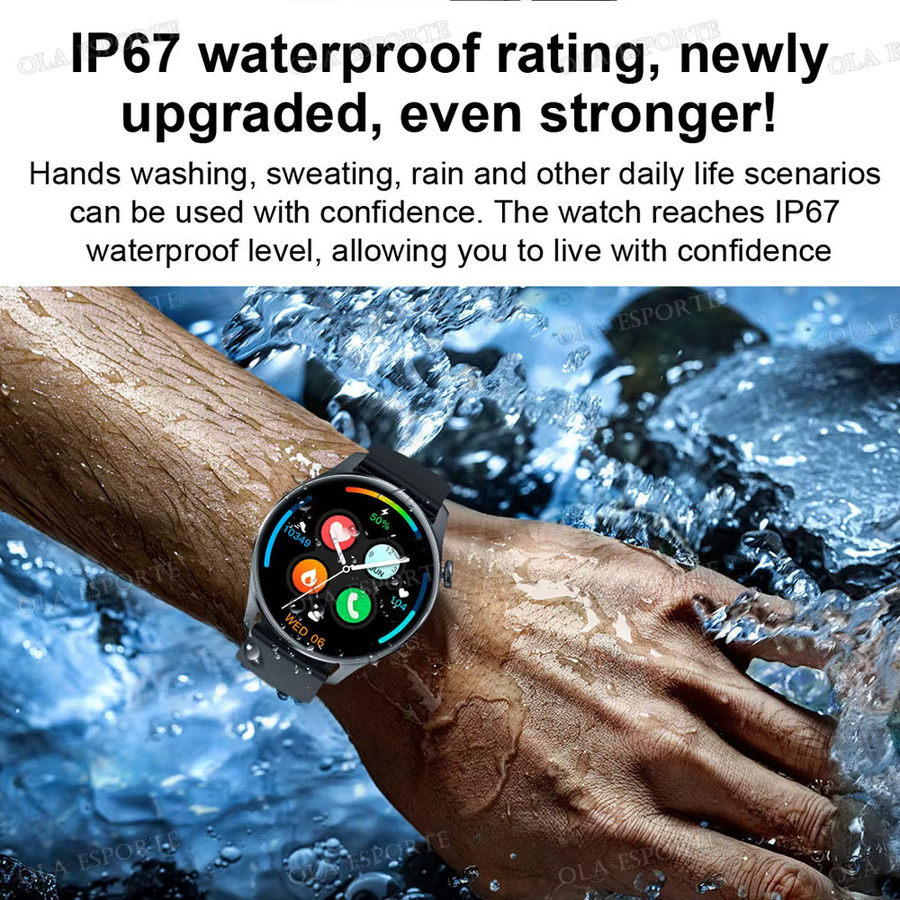 Ola Esporte Smartwatch in Schwarz mit Bluetooth-Anruffunktion, Gesundheitsüberwachung und Wasserfestigkeit für Herren und Damen - Bild 5