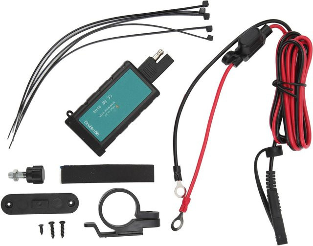 Koogeelife QC3.0 Dual USB Motorradladegerät mit SAE Stecker und OT Klemme, Schwarz, 1,4m Kabellänge, DC12-24V Eingang, 5V3.4A 9V2.5A 12V2A Ausgang für Auto, ATV und SUV - Bild 1