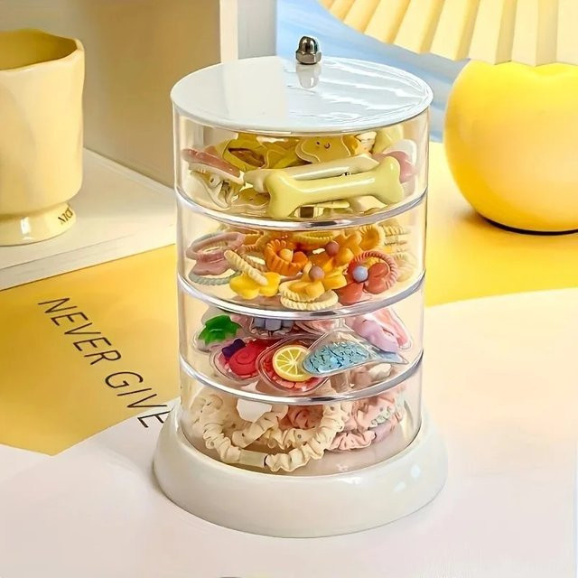 Drehbarer Schmuckorganizer aus transparentem Kunststoff mit mehreren Etagen als Aufbewahrungsbox und Display für deinen Schminktisch - Bild 1