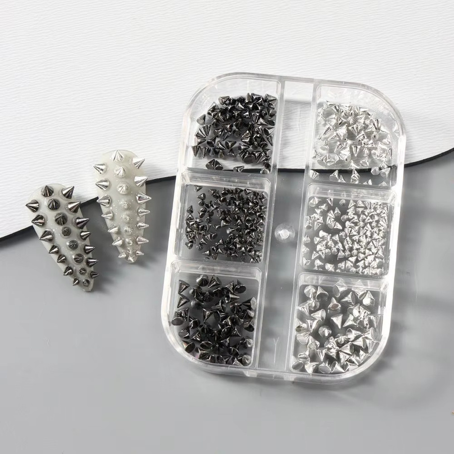 MAFANAILS Nagel Charms Nieten Strasssteine, Schwarz Silber Metallic, 150 Stück - Bild 3