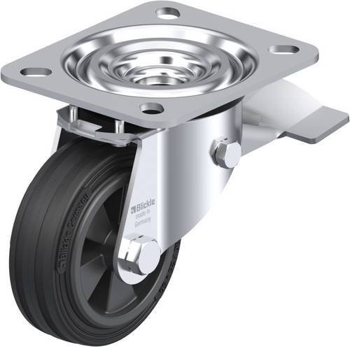 Blickle L-VPP 80G-ST Lenkrolle mit Feststeller in Schwarz und Silber, Rad-Durchmesser: 80 mm, Tragfähigkeit: 50 kg - Bild 1