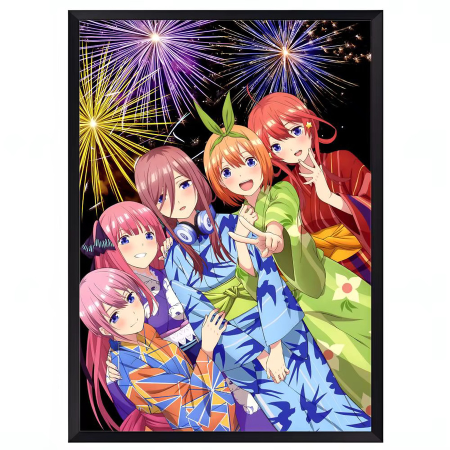 Quintessentials q-Quintuplets Poster, abstrakte HD-Wandkunst als selbstklebende Illustration in Schwarz und Mehrfarbig, rechteckiges Papierposter - Bild 5