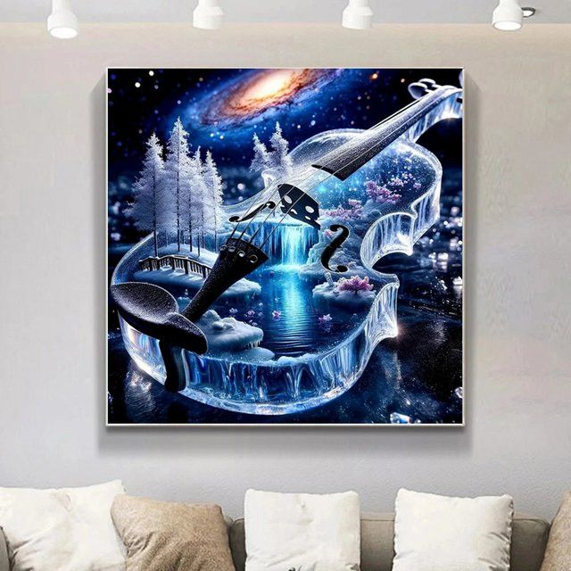 Potdemiel 5D Diamantmalerei DIY Wandkunst Wasserfall Landschaft Motiv in Multicolor als Acryl-Mosaik-Stickerei - Bild 1