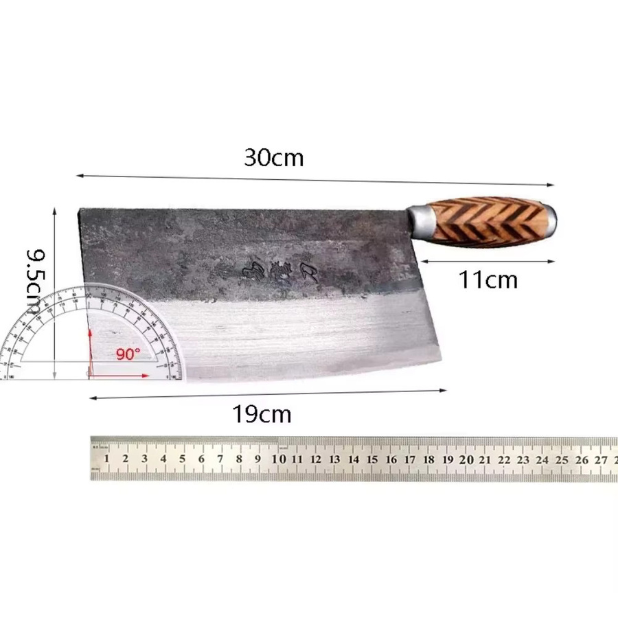 SHUOJI Handgefertigtes chinesisches Küchenmesser aus geschmiedetem Kohlenstoffstahl mit Holzgriff in Silber - Bild 3