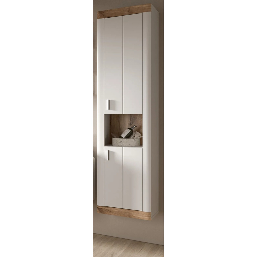Inn.Furn Hochschrank für das Badezimmer in Weiß und Eiche mit Soft-Close und Rillenoptik, B/T/H: 45 x 30 x 172 cm - Bild 2