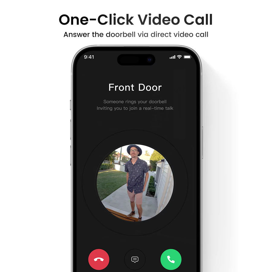 Dekco Kabellose Video-Türklingel mit 3MP Kamera, Gegensprechanlage und Personenerkennung, 2.4G Wi-Fi Smart-Türklingel mit Glocke und Alexa-Unterstützung, Weiß - Bild 3