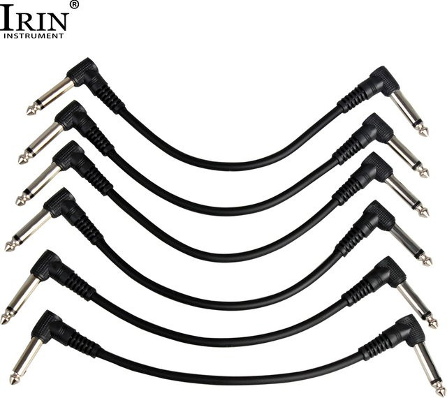 6er Set IRIN Gitarren Effektpedal Kabel, 6,35 mm auf 3,5 mm Jack Audio-Verbindungsleitung, Kupferdraht, Schwarz, Länge: 21 cm - Bild 1