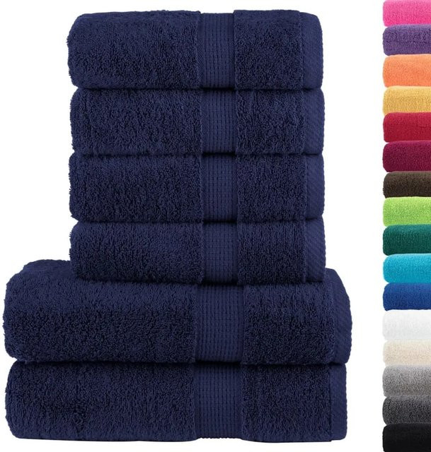 vidaXL 6-teiliges Premium-Handtuch-Set SOLUND aus Baumwolle in Marineblau mit 600 g/m² - Bild 1