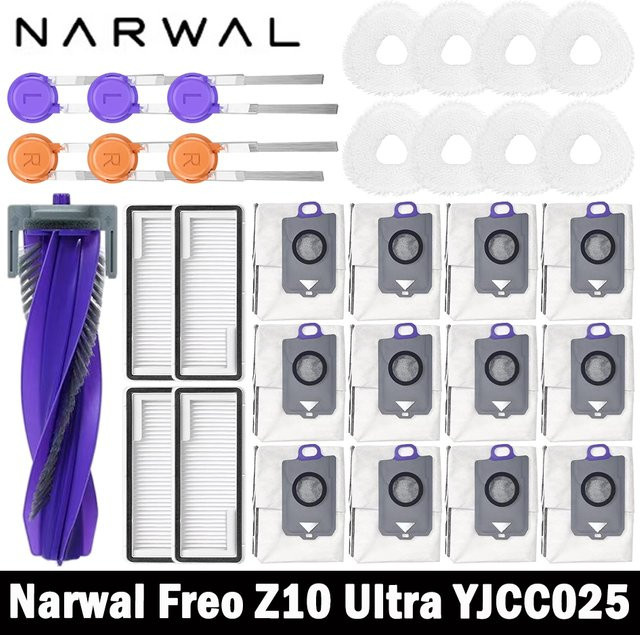 Narwal Freo Z10 Ultra YJCC025 Ersatzteil-Set in Grau mit Hauptseitenbürsten, Mopptüchern, HEPA-Filtern und Staubbeuteln - Bild 1