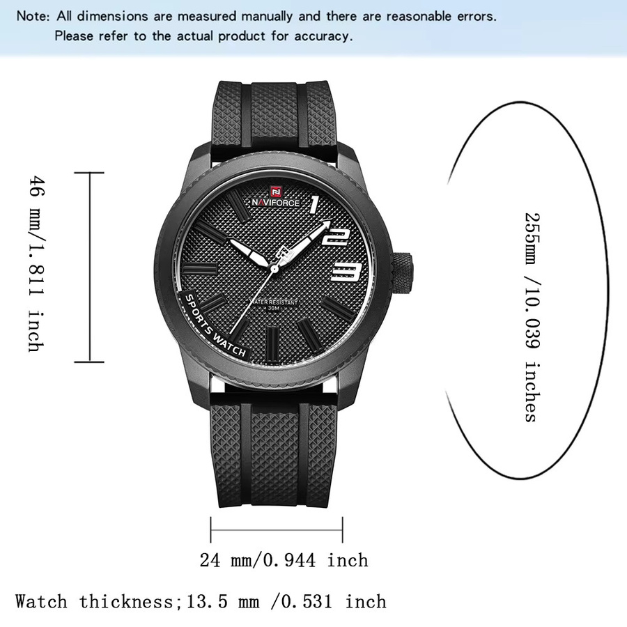NAVIFORCE Armbanduhr, Analoguhr, Schwarz, TPU, Herren - Bild 2