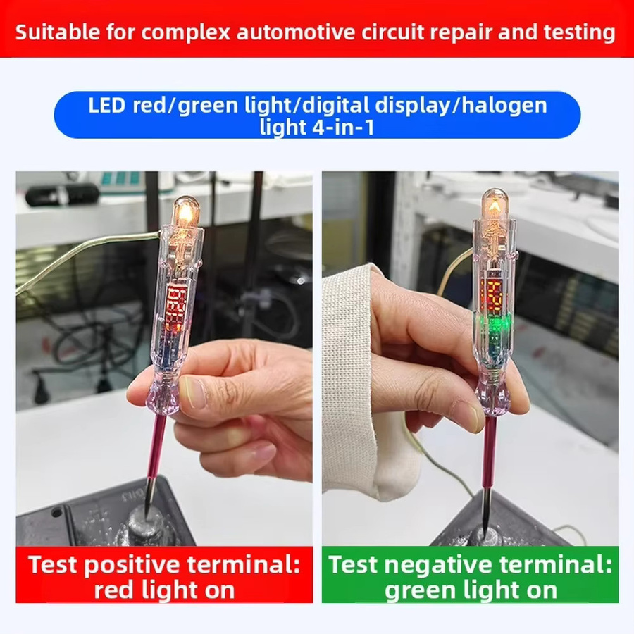 Digitaler Spannungsprüfer mit LED-Rot-Grün-Leuchten und Selbstschutz zur Prüfung von Autostromkreisen und Impulssignalen in Multicolour - Bild 4