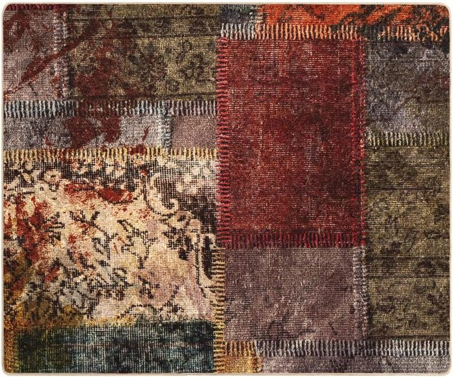 vidaXL Teppichläufer MARSA Patchwork Mehrfarbig aus Polyester und PVC, rutschfest und waschbar, Breite: 80 cm, Tiefe: 100 cm - Bild 1