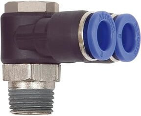 Riegler Y-Winkelsteckverschraubung Blaue Serie aus Messing, drehbar, R 1/4, Durchmesser: 6 mm, Blau - Bild 1