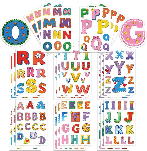 8er Set bunte Alphabet und Zahlen Aufkleber im Cartoon-Design für DIY-Projekte zur Dekoration von Tablets, Tassen und anderen Gegenständen, Mehrfarbig - Bild 1