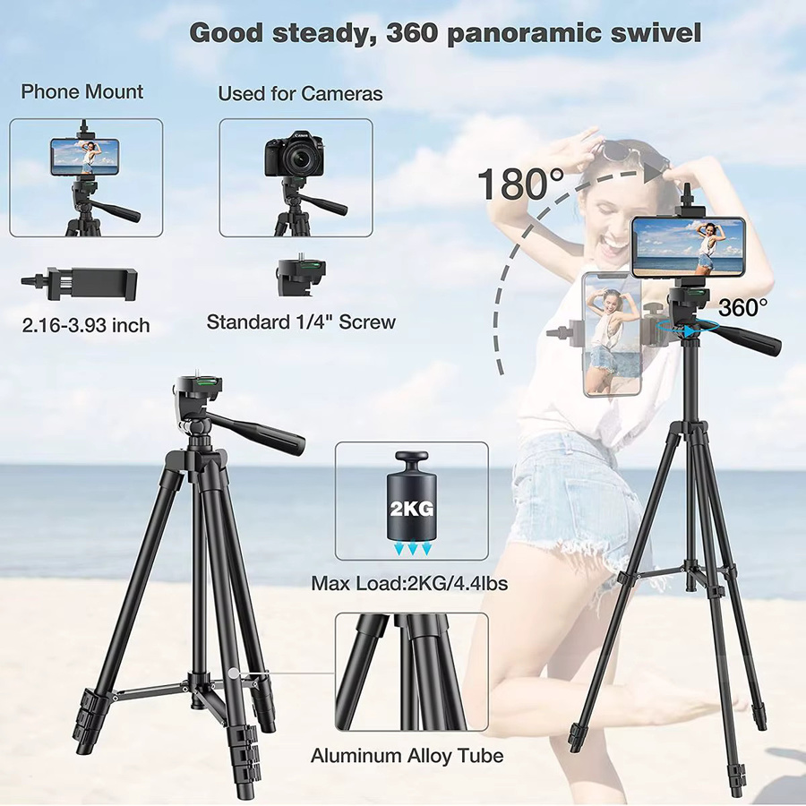 Mrgabwte Universelles Stativ mit Bluetooth-Fernbedienung und Handyhalterung in Schwarz und Silber - Bild 3