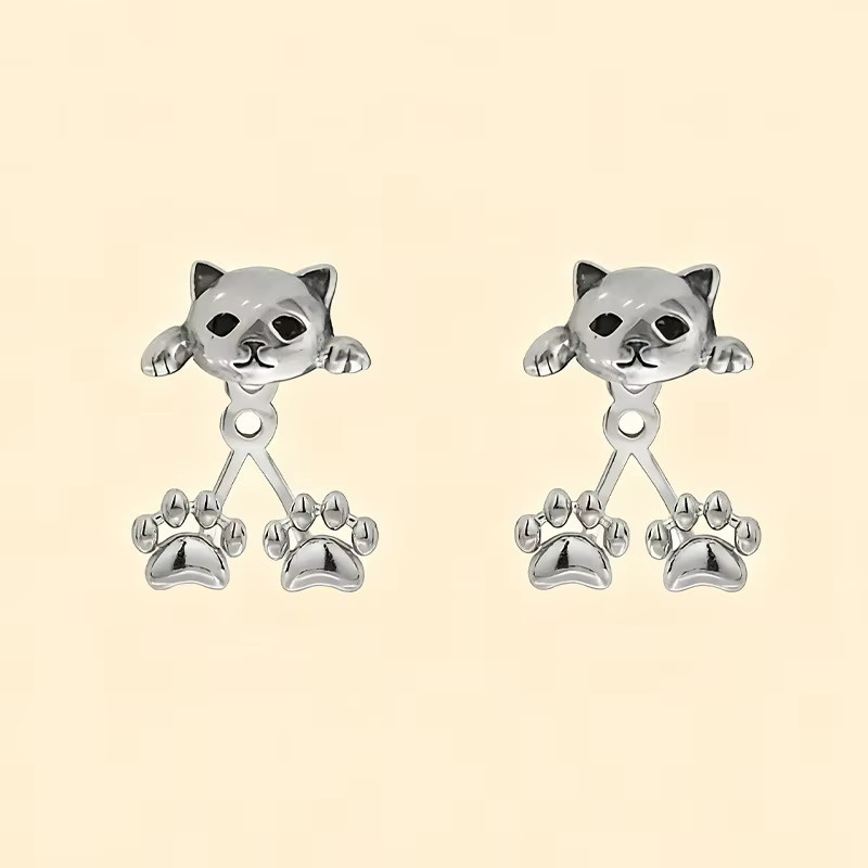 BELLA-Bee Katzen-Ohrstecker, Silber, Damen, Vintage - Bild 4