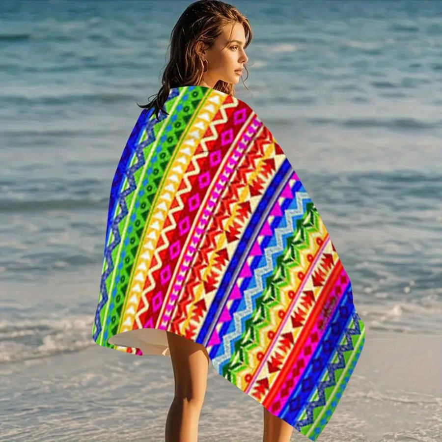 Ka Chen Muxi Strandtuch mit mexikanischem Serape-Print, bunt, sandfrei und schnelltrocknend, B: 40 cm, H: 60 cm - Bild 3