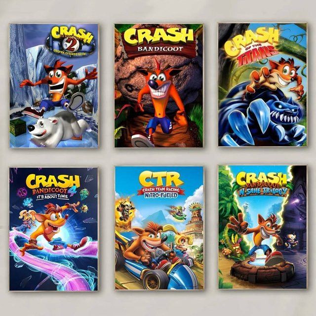 MINISO Crash Bandicoot Game Poster Selbstklebender Wasserfester Papier Sticker Wanddeko Multicolor - Bild 1