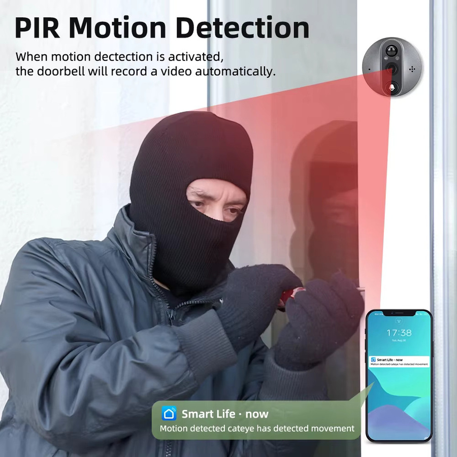 iTenen Smart Life House Drahtlose WiFi Türklingel mit 3MP Kamera, Tuya Smart Türauge und PIR-Bewegungserkennung, 2,4G WLAN - Bild 3