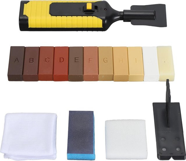 TOMTOP JMS Bodenreparatur-Wachs-Set zur Reparatur von Kratzern, Rissen und Löchern in Holzböden mit 11 Farben in Brown und Multicolour - Bild 1
