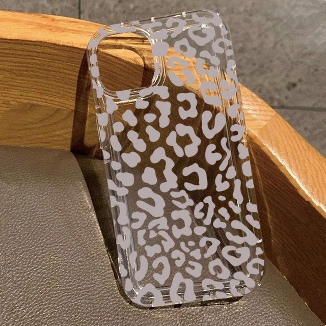 Transparente Handyhülle mit grauem Leopardenmuster für iPhone 11 bis iPhone 17 Pro Max und SE 2025 - Bild 1