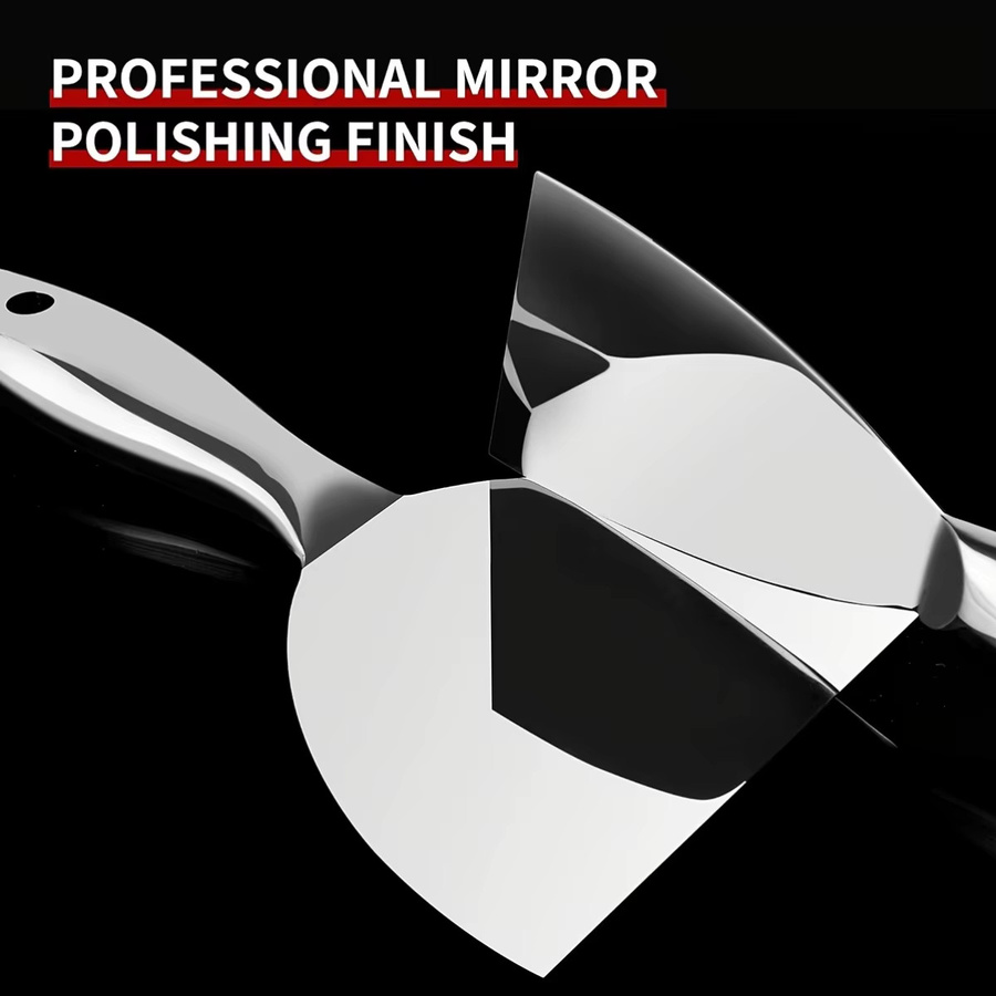 Professionelles Schaberwerkzeug aus poliertem Edelstahl in Silber für das Trockenbau-Finish und zum Schaben von Farbe - Bild 3