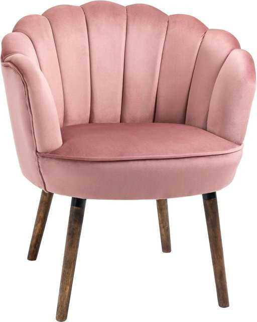HOMCOM Esszimmerstuhl mit Rückenlehne aus Samtstoff und Gummiholz in Rosa, B/T/H: 66 x 66 x 78,5 cm - Bild 1