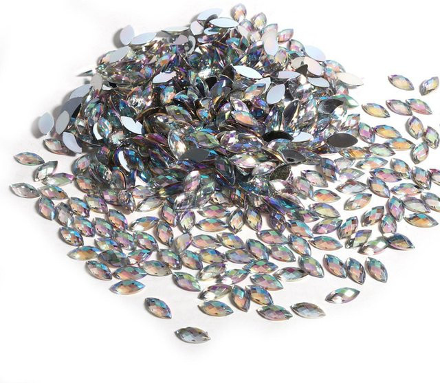 TOMTOP JMS Bunte Acryl-Strasssteine in Pferdeaugenform mit flacher Rückseite, Hellblau und Multicolour - Bild 1
