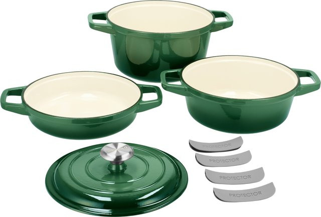 SILVERCREST Premium-Gusseisentopf-Set mit Deckel, emailliert, Grün, 1,9 l / 2,9 l / 4,2 l - Bild 1