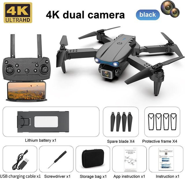 LYZRC K3 RC Drohne mit 4K HD Dual-Kamera, Wifi FPV, Hindernisvermeidung und Schwerkraftsensor, faltbarer Quadcopter in Schwarz - Bild 1