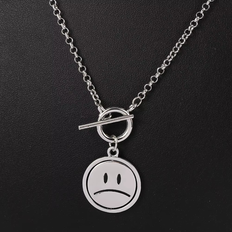 TAKARA TOMY Halskette, Drehbare mit lächelndem und weinendem Gesicht, Silber, Unisex, Punk - Bild 2