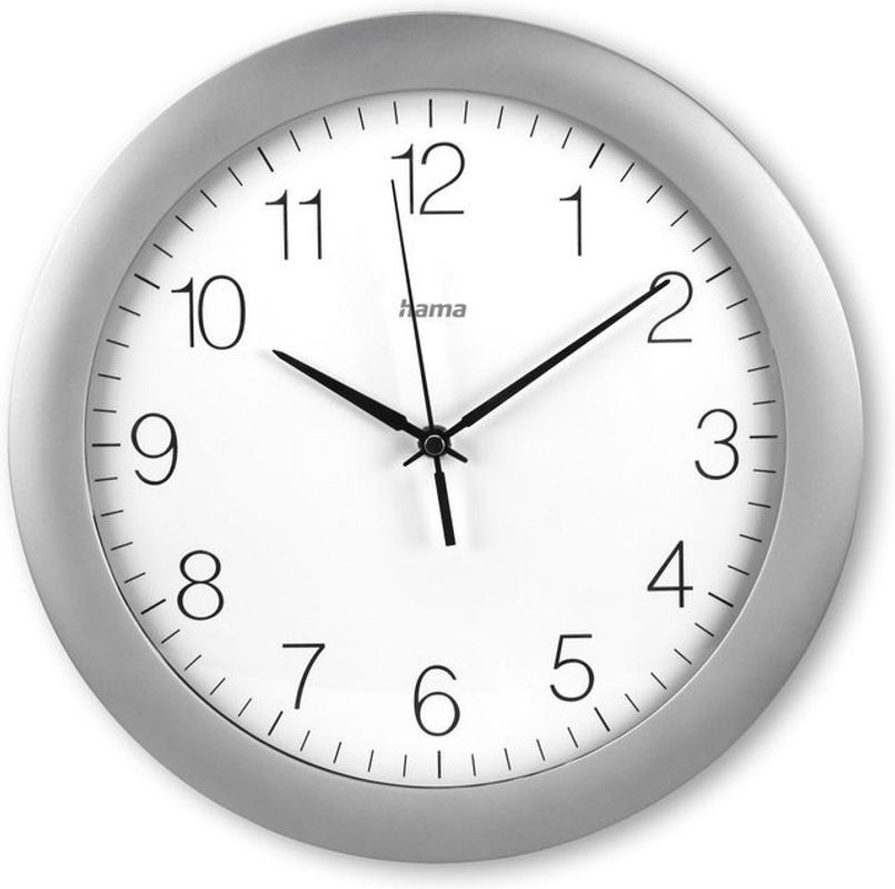 Hama DCF-Funkwanduhr Teneriffa, analoge runde Wanduhr aus Metall in Silber und Weiß, Durchmesser: 30 cm - Bild 1