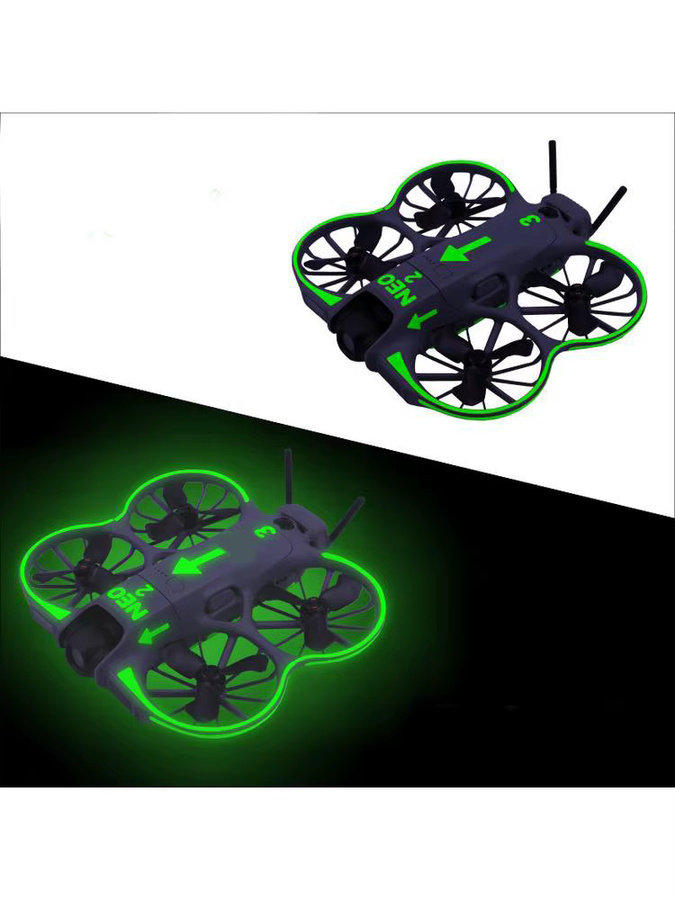 Dekoratives Aufkleber-Set für DJI NEO2 Drohne und Controller in Orange und Rot - Bild 3