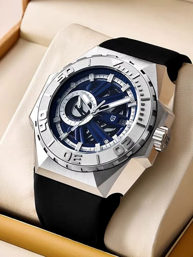 Pagani Design Armbanduhr, Automatik, Edelstahl, Blau, Herren - Bild 6