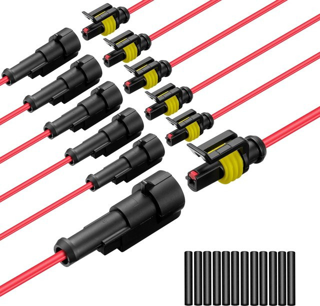 AOKIN 1-poliger wasserdichter Steckverbinder mit Schrumpfschlauch für 16 AWG, Farbe: Schwarz - Bild 1