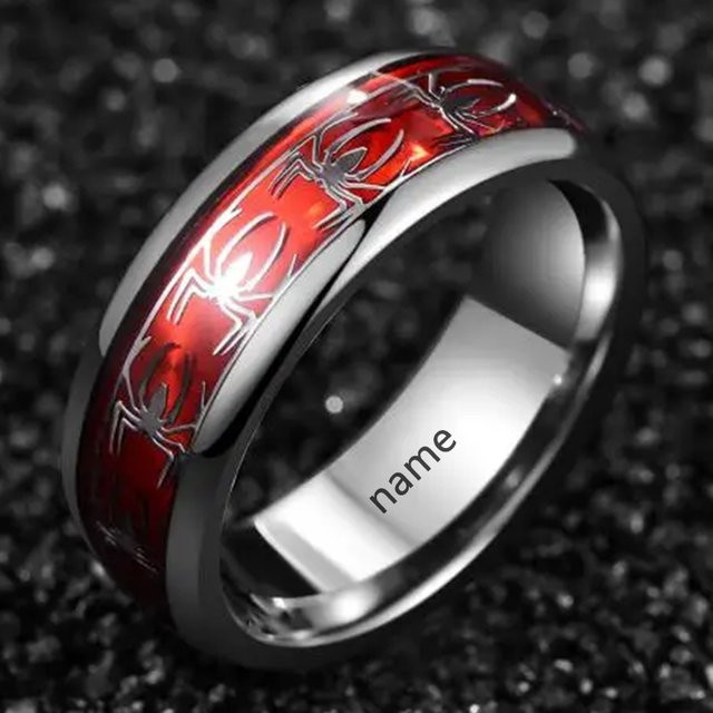 NUOBING Herrenring Edelstahl, Silber, Spinnenmotiv, 8 mm breit - Bild 1
