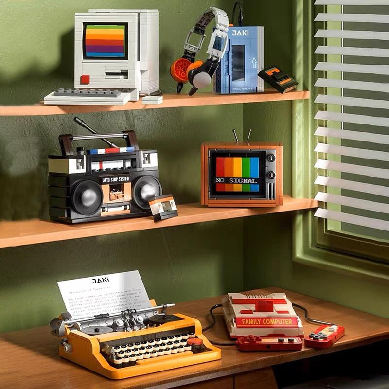 Fun Building Blocks Retro-Farbfernseher Computer Musik Walkman Spielkonsole Radio Schreibmaschine 3D-Modell Mini-Blöcke Bauspielzeug 6-12J - Bild 2