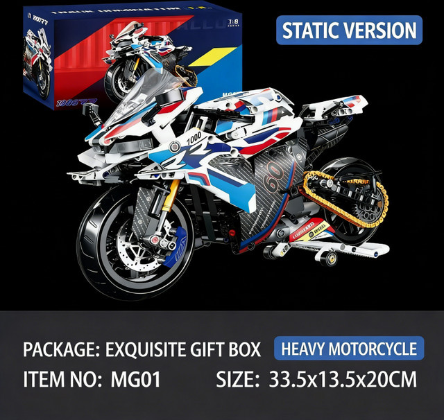 CACO BLOCKS Technisches Superbike-Bausteinmodell, Rennmotorrad-Bausatz, Maßstab 1:8 - Bild 1