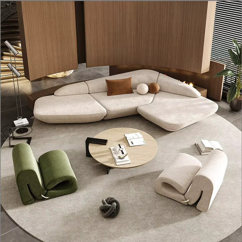 DUTRIEUX Ecksofa in L-Form mit Stoffbezug und passenden Kissen in Beige - Bild 2