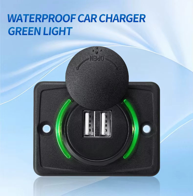 kebidumei Dual-USB-Autoladegerät mit Schnellladung und LED-Licht in Schwarz für Auto, Boot, Bus und Wohnmobil - Bild 5