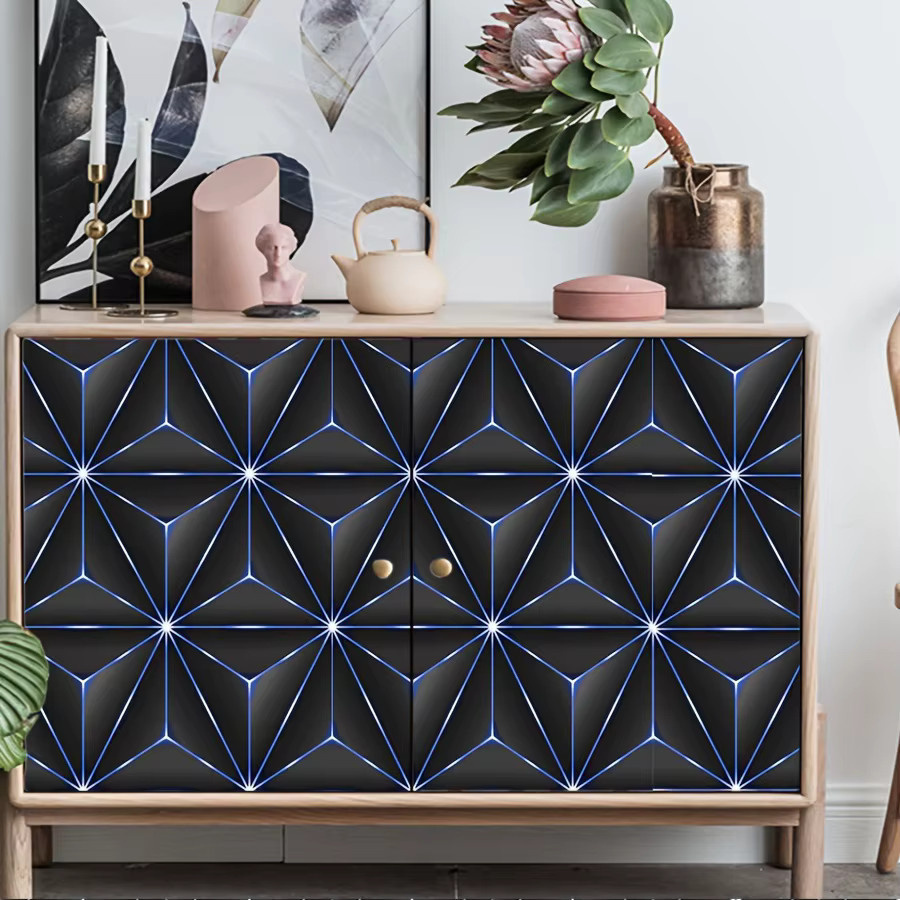 KADUO Selbstklebende 3D Vinyl-Tapete in Lila mit modernem geometrischem Design - Bild 3