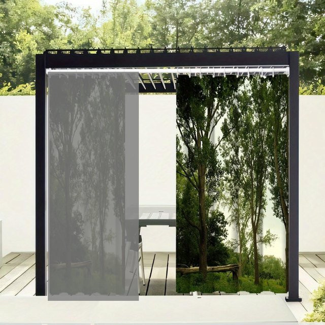 Wasserdichter Outdoor-Vorhang mit Pflanzenmotiv in Grün aus Polyester, lichtfilternd und maschinenwaschbar, B: 200 cm, H: 330 cm - Bild 1