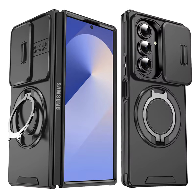 Robuste Panzer-Handyhülle für Samsung Galaxy Z Fold 7 FE mit Magnetringhalter und Standfunktion in Schwarz oder Pink - Bild 4